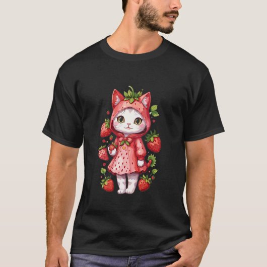 Aardbeien Kitten Regenjas T-shirt (Voorkant)