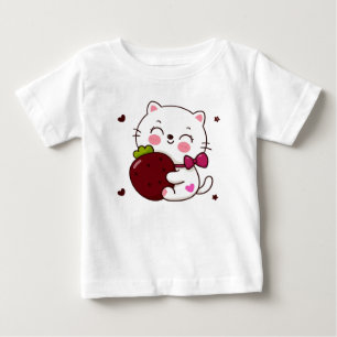 Aardbeien Kitty Liefde Baby Fijne Jersey T-Shirt