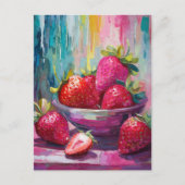 Aardbeien Kleurrijke Moderne Abstracte Schilderij Briefkaart (Voorkant)