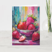 Aardbeien Kleurrijke Moderne Abstracte Schilderij Kaart (Voorkant)