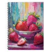 Aardbeien Kleurrijke Moderne Abstracte Schilderij Notitieboek (Voorkant)