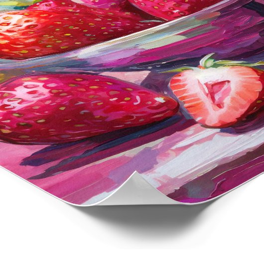 Aardbeien Kleurrijke Moderne Abstracte Schilderij Poster (Hoek)