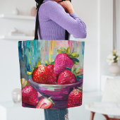 Aardbeien Kleurrijke Moderne Abstracte Schilderij Tote Bag