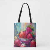 Aardbeien Kleurrijke Moderne Abstracte Schilderij Tote Bag (Voorkant)