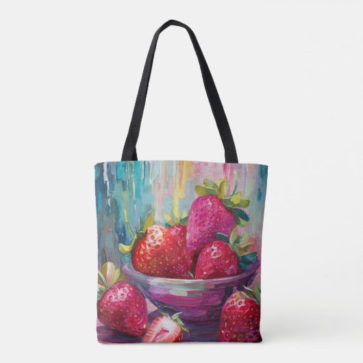 Aardbeien Kleurrijke Moderne Abstracte Schilderij Tote Bag (Achterkant)
