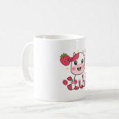Aardbeien Koe, Cute Koe, Roze Koe Pet Koffiemok (Voorkant links)