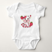 Aardbeien Koe, Cute Koe, Roze Koe Pet Romper (Voorkant)