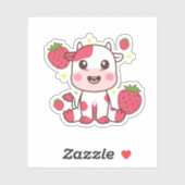 Aardbeien Koe, Cute Koe, Roze Koe Pet Sticker (Vel)