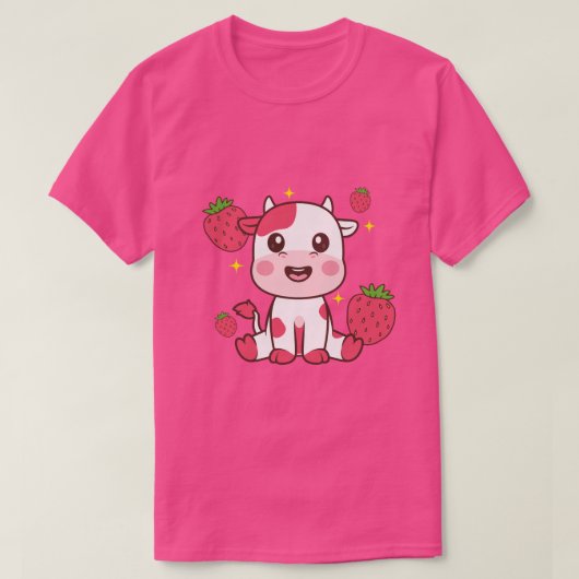 Aardbeien Koe, Cute Koe, Roze Koe Pet T-shirt (Design voorkant)
