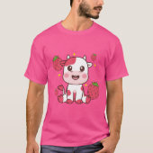 Aardbeien Koe, Cute Koe, Roze Koe Pet T-shirt (Voorkant)