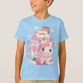 Aardbeien Koe Doos kartonnen doos Kawaii Japans T-shirt