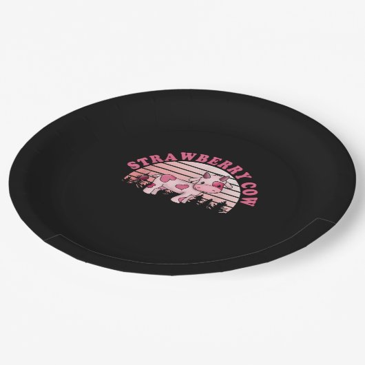 Aardbeien Koeienkoe Papieren Bordje (Gekanteld)