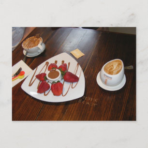 Aardbeien, koffie en chocolade. briefkaart