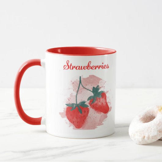 Aardbeien Koffie Mok - Kies uw vrucht (Met donut)
