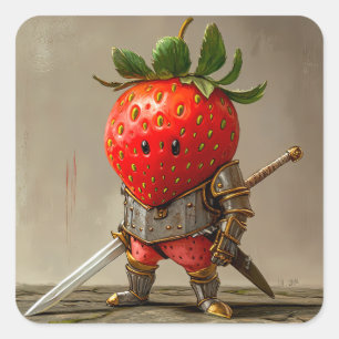 Aardbeien Krijger Vierkante Sticker