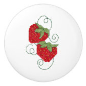 aardbeien kruisstaarten keramische knop (Voorkant)