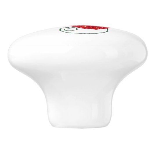 aardbeien kruisstaarten keramische knop (Zijkant)