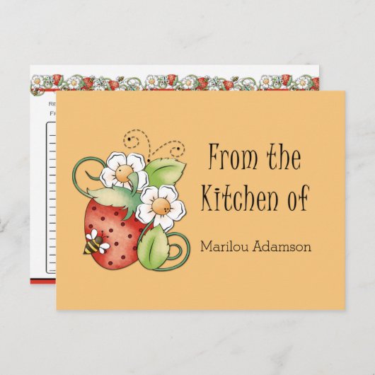 Aardbeien Lady Bugs Recipe Kaarten (Voorkant / Achterkant)