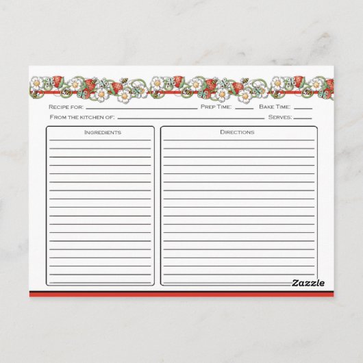 Aardbeien Lady Bugs Recipe Kaarten (Achterkant)