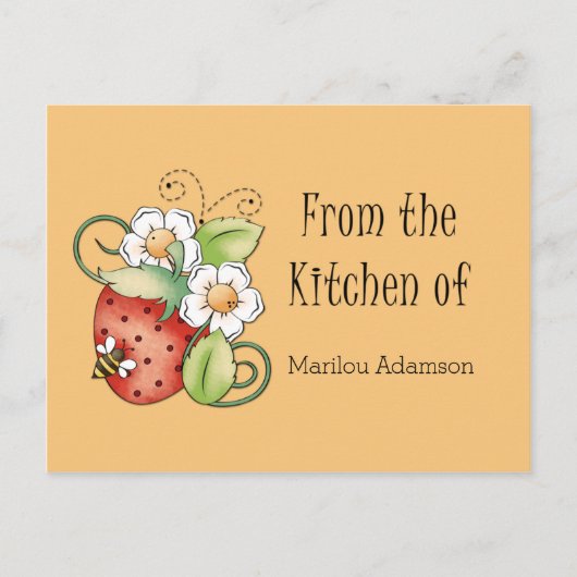 Aardbeien Lady Bugs Recipe Kaarten (Voorkant)