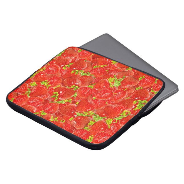 Aardbeien Laptop Sleeve (Voorkant top)