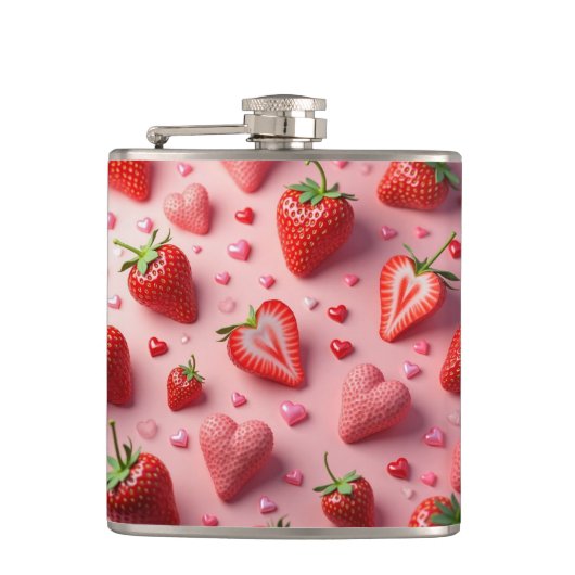 Aardbeien lekkernij heupfles (Voorkant)