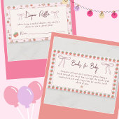 Aardbeien Luier Raffle Zomer Baby shower Informatiekaartje
