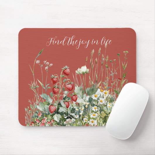 Aardbeien Madeliefjes Bloemen Muismat (Met muis)