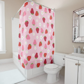 Aardbeien & Madeliefjes Gordijn voor de Douche