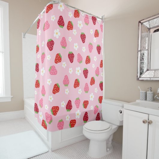 Aardbeien & Madeliefjes Gordijn voor de Douche (In situ)