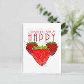 aardbeien maken me gelukkig briefkaart (Staand voorkant)