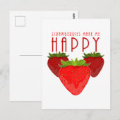 aardbeien maken me gelukkig briefkaart (Voorkant / Achterkant)
