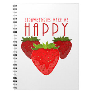 Aardbeien maken me gelukkig Cute Aardbei Kawaii Notitieboek