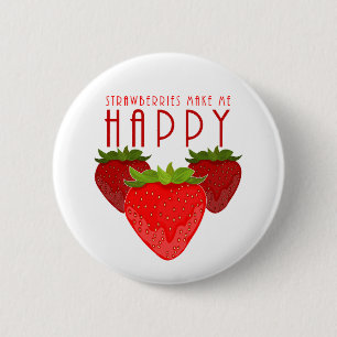 Aardbeien maken me gelukkig Cute Aardbei Kawaii Ronde Button 5,7 Cm