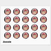 Aardbeien mand kleurrijk ronde sticker (Vel)