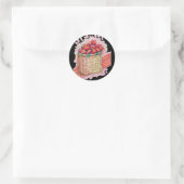 Aardbeien mand kleurrijk ronde sticker (Tas)