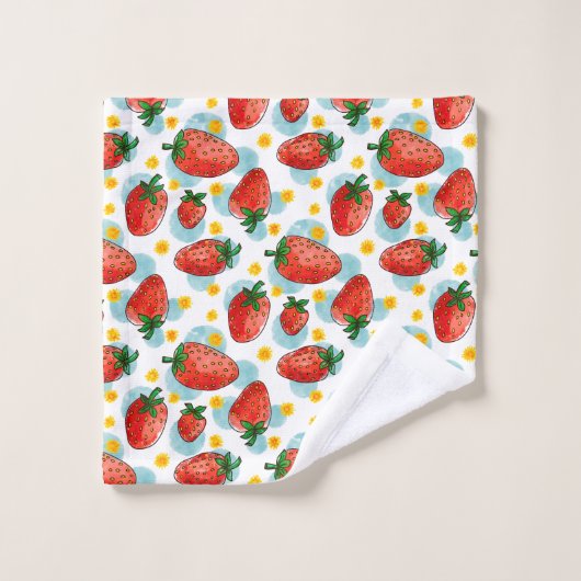 Aardbeien & margrieten bad handdoek (Wasdoekje)