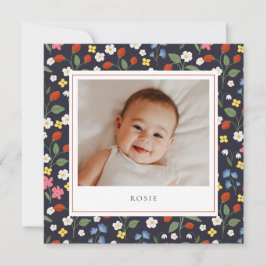 Aardbeien marine Baby Geboorteaankondiging Aankondiging