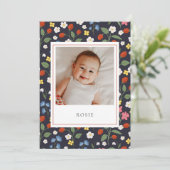 Aardbeien marine Baby Geboorteaankondiging Aankondiging (Staand voorkant)