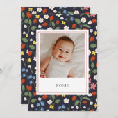 Aardbeien marine Baby Geboorteaankondiging Aankondiging (Voorkant / Achterkant)