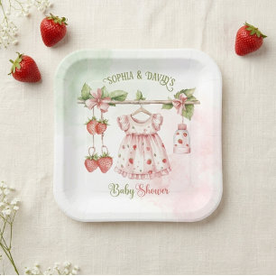 Aardbeien Meisje Baby Shower Papieren Bordje