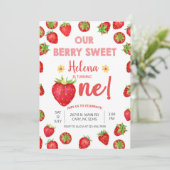 Aardbeien meisje bessen een lieflijke verjaardagsu kaart (Staand voorkant)