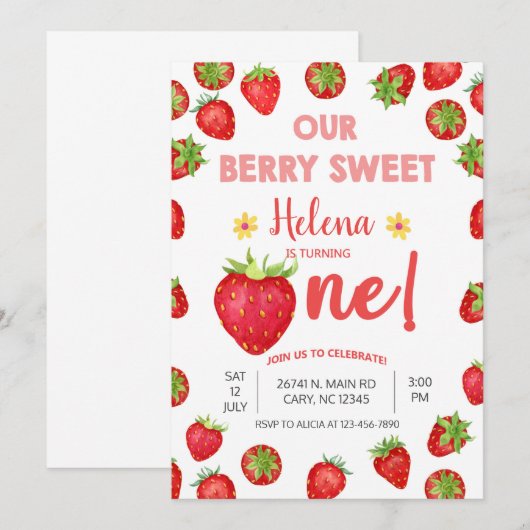 Aardbeien meisje bessen een lieflijke verjaardagsu kaart (Voorkant / Achterkant)