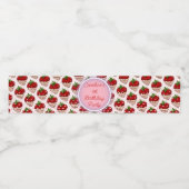 Aardbeien Meisje Roze Verjaardag Dank u Berry Much Waterfles Etiket (Enkel label)