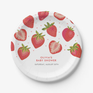 Aardbeien Meisjes Baby Shower Papieren Bordje