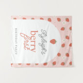 Aardbeien Meisjes Berry Eerste Verjaardagsfeest | Wandkleed (Voorkant (horizontaal))