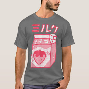 Aardbeien Melk Kawaii Katakana Japans Anime Sty T-shirt