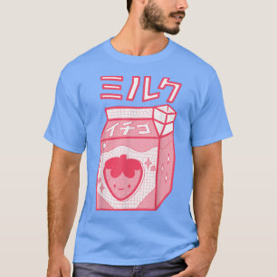 Aardbeien Melk Kawaii Katakana Japans Anime Sty T-shirt