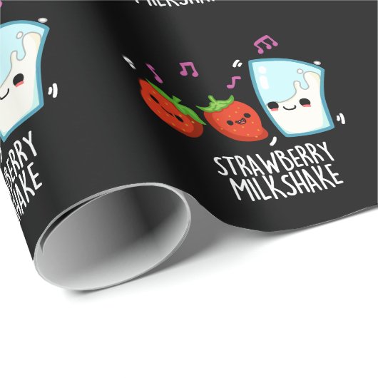 Aardbeien Melk Shake Funny Food Pun Dark BG Cadeaupapier (Rol Hoek)