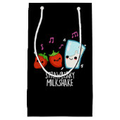 Aardbeien Melk Shake Funny Food Pun Dark BG Klein Cadeauzakje (Voorkant)